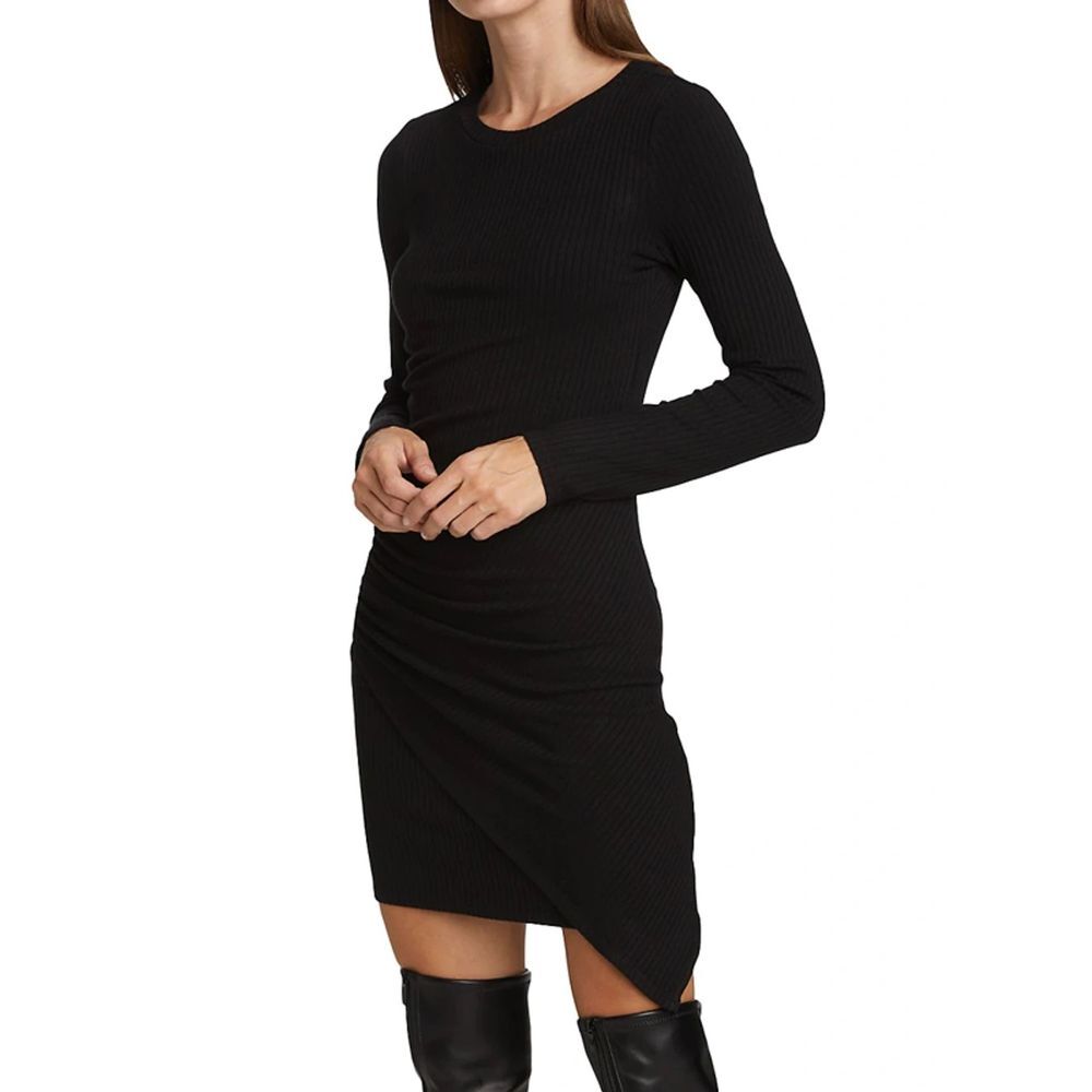 Philanthropy NWT Metal Ribbed Mini Dress in Black Cat Size Small MSRP$168